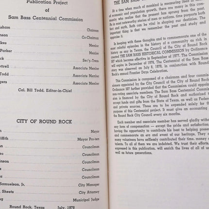 Round Rock Texas 1978 Sam Bass 100 years later booklet x 2 - Estate Fresh Austin