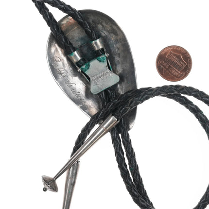 Roy Vandever (1936-2009) Silver turquoise, and coral bolo tie - Estate Fresh Austin