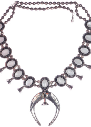 Roy Vandever Navajo sterling mother of pearl squash blossom necklace - Estate Fresh Austin