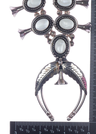 Roy Vandever Navajo sterling mother of pearl squash blossom necklace - Estate Fresh Austin