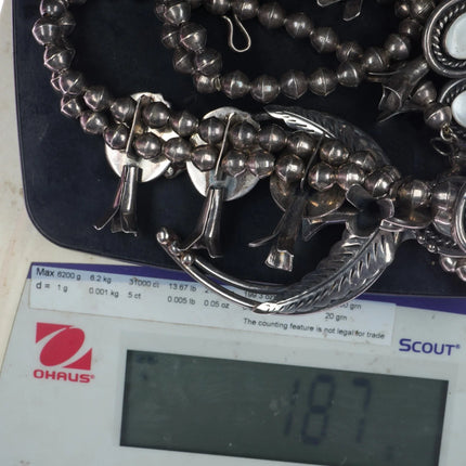 Roy Vandever Navajo sterling mother of pearl squash blossom necklace - Estate Fresh Austin