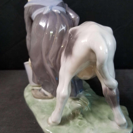 Royal Copenhagen Farm Girl Feeding Cow Figure c.1950 6.5" - Estate Fresh Austin