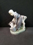 Royal Copenhagen Farm Girl Feeding Cow Figure c.1950 6.5