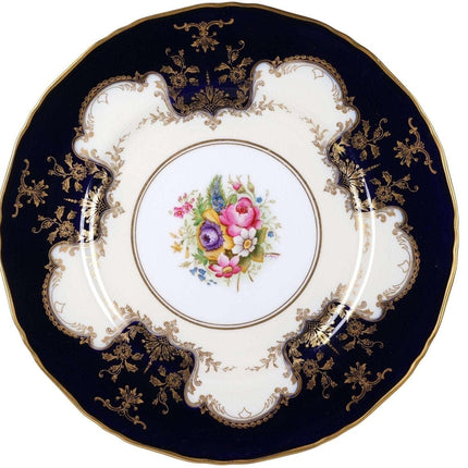 Royal Worcester Hand painted artist signed dinner plate with cobalt rim - Estate Fresh Austin