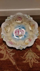 R.S. PRUSSIA Lily Mold deep Bowl c.1890's Vivid Colors Gold 9.25