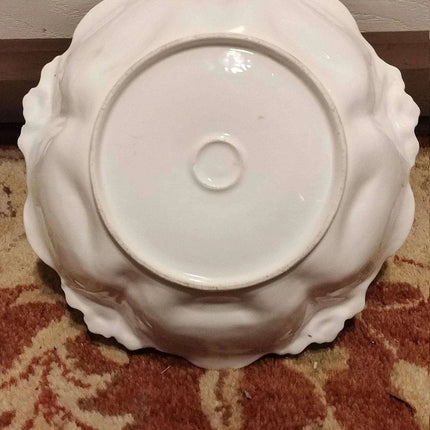 R.S. PRUSSIA Lily Mold deep Bowl c.1890's Vivid Colors Gold 9.25" - Estate Fresh Austin