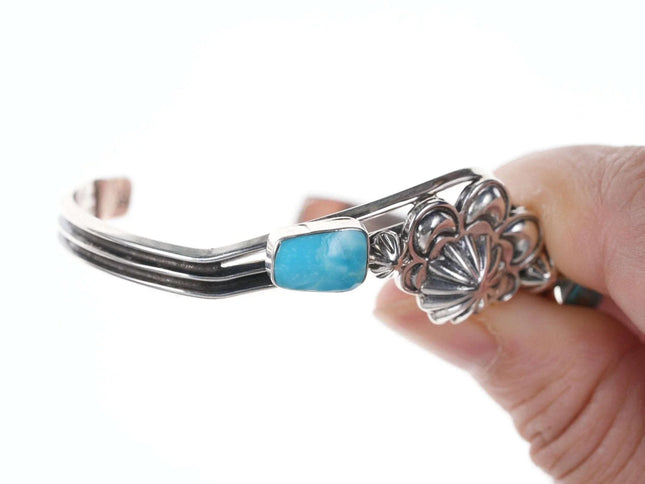 Running Bear Shop Native American Sterling/kingman turquoise cuff bracelet - Estate Fresh Austin