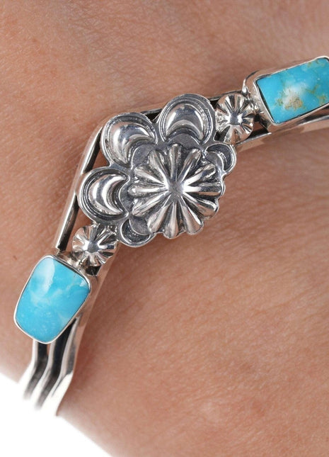 Running Bear Shop Native American Sterling/kingman turquoise cuff bracelet - Estate Fresh Austin