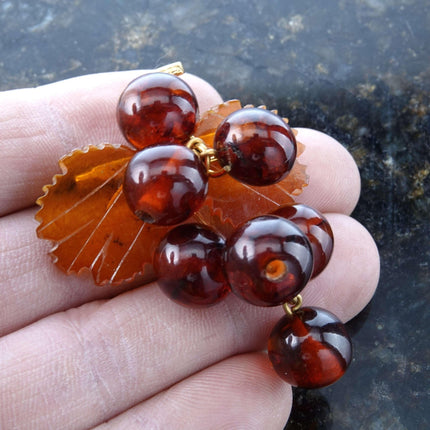 Russian Baltic Amber Grape Cluster Brooch pin - Estate Fresh Austin