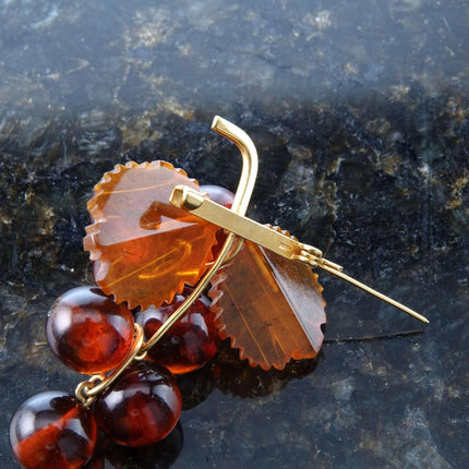 Russian Baltic Amber Grape Cluster Brooch pin - Estate Fresh Austin