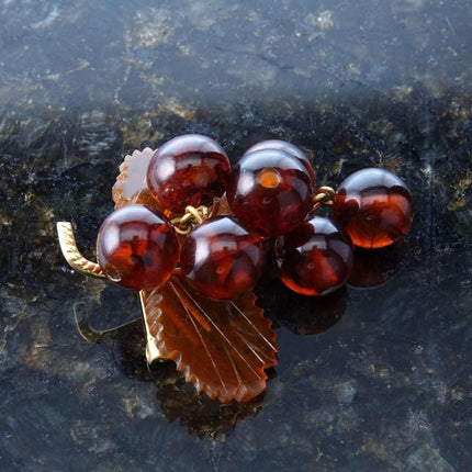 Russian Baltic Amber Grape Cluster Brooch pin - Estate Fresh Austin