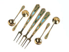Russian Gilt 875 Silver enamel salt spoons/cocktail forks - Estate Fresh Austin