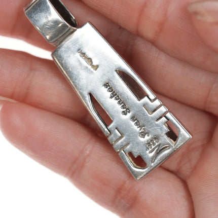 Ryan Sanchez Navajo Variscite, jasper, sterling inlaid pendant - Estate Fresh Austin