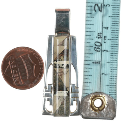 Ryan Sanchez Navajo Variscite, jasper, sterling inlaid pendant - Estate Fresh Austin