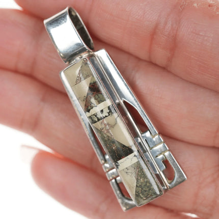 Ryan Sanchez Navajo Variscite, jasper, sterling inlaid pendant - Estate Fresh Austin