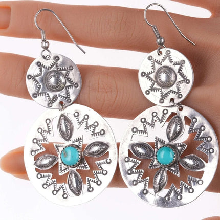 S.A. Pinto Navajo Sterling and turquoise earrings - Estate Fresh Austin