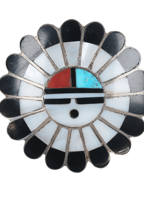 Sadie & Morris Laahte Zuni Silver Multi - Stone Channel inlay pendant/pin - Estate Fresh Austin