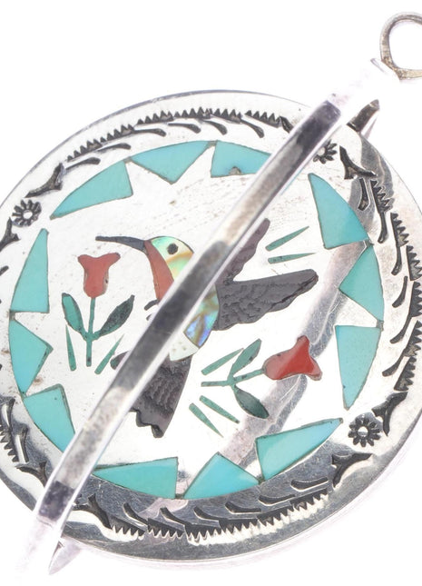 Sammy and Esther Guardian Zuni Spinner pendant Blue jay/Hummingbird sterling - Estate Fresh Austin