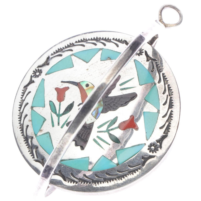 Sammy and Esther Guardian Zuni Spinner pendant Blue jay/Hummingbird sterling - Estate Fresh Austin