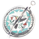 Sammy and Esther Guardian Zuni Spinner pendant Blue jay/Hummingbird sterling - Estate Fresh Austin