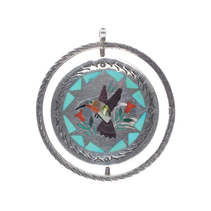 Sammy and Esther Guardian Zuni Spinner pendant Blue jay/Hummingbird sterling - Estate Fresh Austin