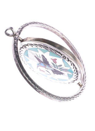 Sammy and Esther Guardian Zuni Spinner pendant Blue jay/Hummingbird sterling - Estate Fresh Austin