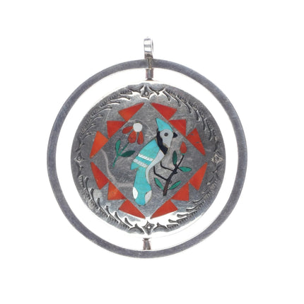 Sammy and Esther Guardian Zuni Spinner pendant Blue jay/Hummingbird sterling - Estate Fresh Austin
