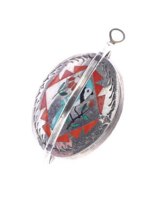 Sammy and Esther Guardian Zuni Spinner pendant Blue jay/Hummingbird sterling - Estate Fresh Austin