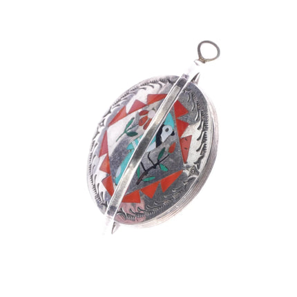 Sammy and Esther Guardian Zuni Spinner pendant Blue jay/Hummingbird sterling - Estate Fresh Austin
