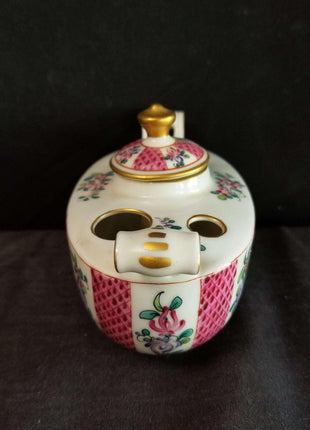 Samson Paris French Porcelain Inkwell Hand Painted Gilt Boat Shaped c.1900 - Estate Fresh Austin