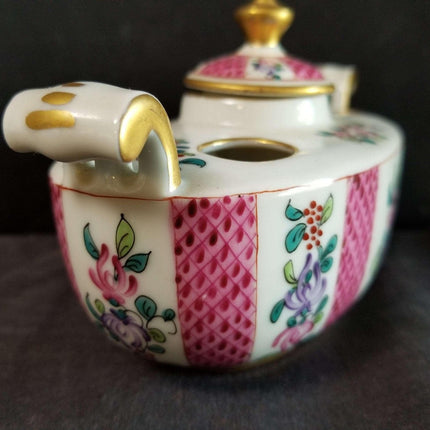 Samson Paris French Porcelain Inkwell Hand Painted Gilt Boat Shaped c.1900 - Estate Fresh Austin