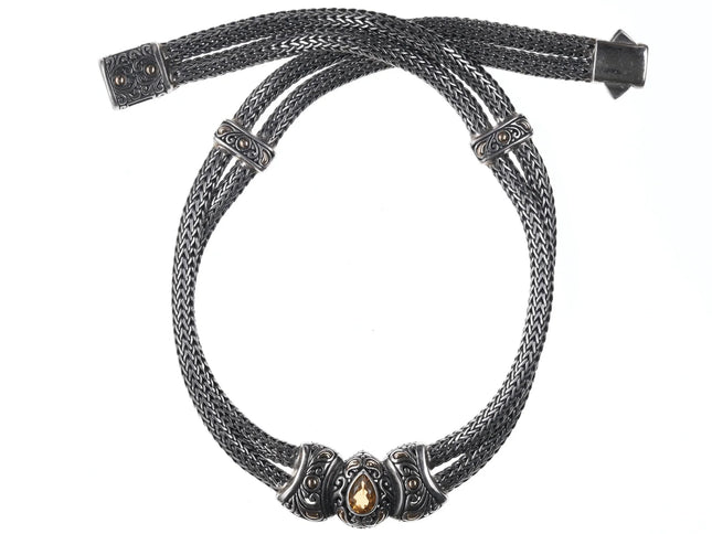 Samuel Benham Sterling/18k Citrine Double necklace - Estate Fresh Austin