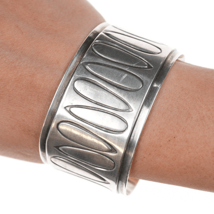 Samuel LaFountain - Diné, Turtle Mountain Chippewa Modernist silver cuff bracelet - Estate Fresh Austin