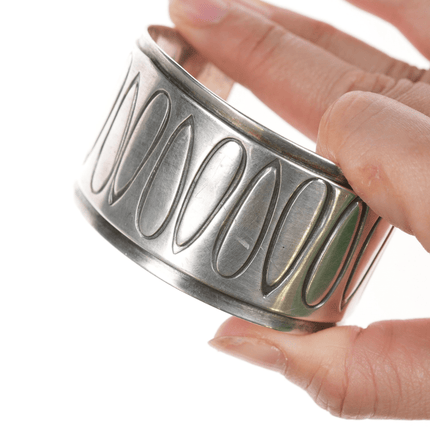 Samuel LaFountain - Diné, Turtle Mountain Chippewa Modernist silver cuff bracelet - Estate Fresh Austin