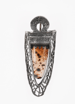 Samuel LaFountain - Diné, Turtle Mountain Chippewa Tufa Cast silver moss agate pendant - Estate Fresh Austin