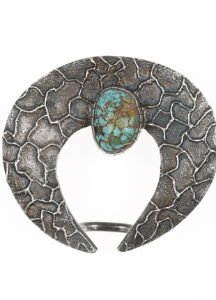 Samuel LaFountain - Diné, Turtle Mountain Chippewa Tufa Cast silver turquoise pendant/bolo - Estate Fresh Austin