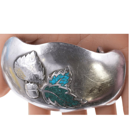 Sandersen Southwestern Modernist Chip in lay sterling belt buckle - Estate Fresh Austin