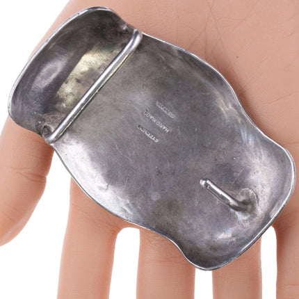 Sandersen Southwestern Modernist Chip in lay sterling belt buckle - Estate Fresh Austin
