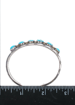 Sarah Curley Navajo Sterling silver turquoise row cuff bracelet - Estate Fresh Austin