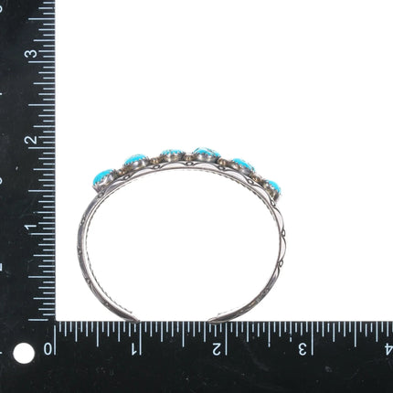 Sarah Curley Navajo Sterling silver turquoise row cuff bracelet - Estate Fresh Austin