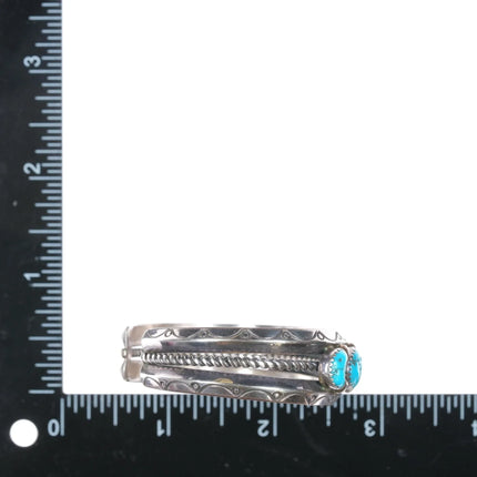 Sarah Curley Navajo Sterling silver turquoise row cuff bracelet - Estate Fresh Austin