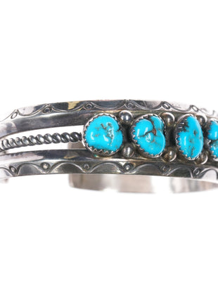 Sarah Curley Navajo Sterling silver turquoise row cuff bracelet - Estate Fresh Austin