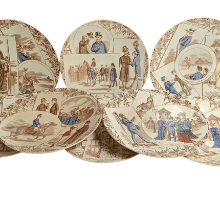 Sarreguemines Courses Digoin Plates with Horse Racing Track Scenes (8). - Estate Fresh Austin