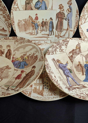 Sarreguemines Courses Digoin Plates with Horse Racing Track Scenes (8). - Estate Fresh Austin