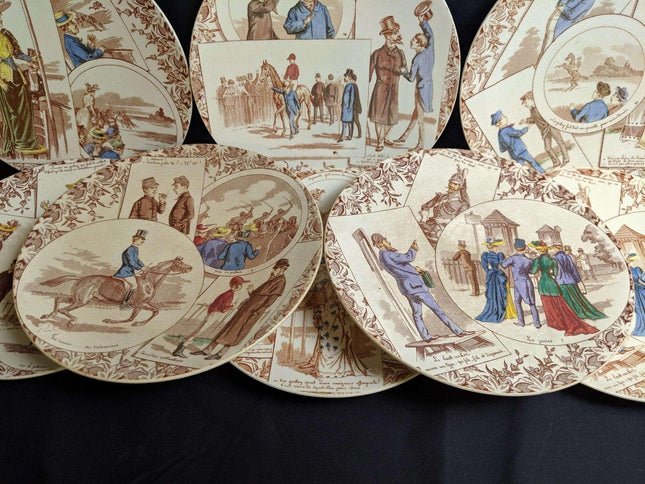 Sarreguemines Courses Digoin Plates with Horse Racing Track Scenes (8). - Estate Fresh Austin
