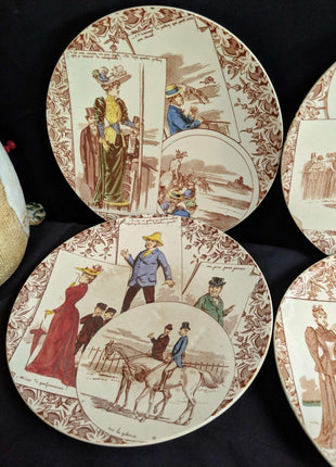 Sarreguemines Courses Digoin Plates with Horse Racing Track Scenes (8). - Estate Fresh Austin