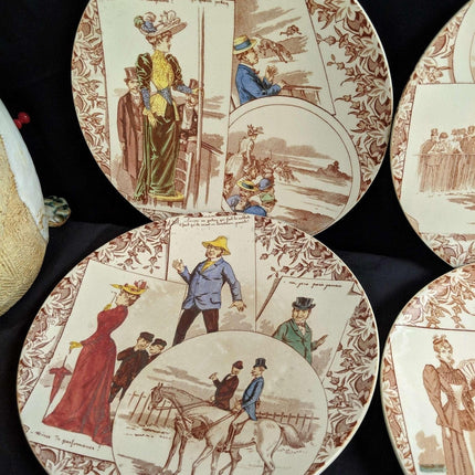 Sarreguemines Courses Digoin Plates with Horse Racing Track Scenes (8). - Estate Fresh Austin