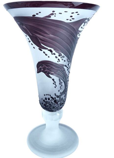 Sebesta Cameo Glass Vase with Dolphins - Estate Fresh Austin