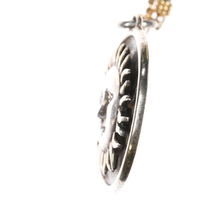 Sergio Bustamante gilt sterling sunface pendant with necklace - Estate Fresh Austin