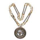Sergio Bustamante gilt sterling sunface pendant with necklace - Estate Fresh Austin